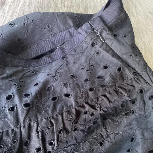 Ann Taylor Loft Sz 6 Black Eyelet Lace Skirt Cotton Side Zip Casual Summer NEW - Picture 6 of 11